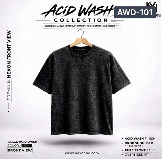 Acid Wash Drop Shoulder - Black