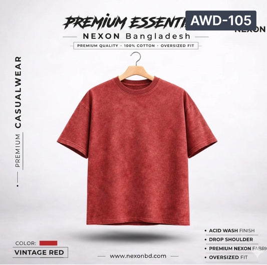 Acid Wash Drop Shoulder - Maroon