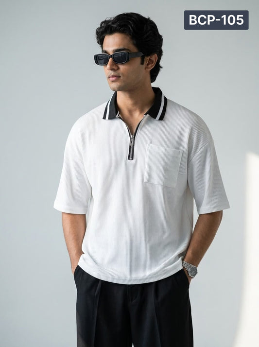 Premium Box Cut Polo - White