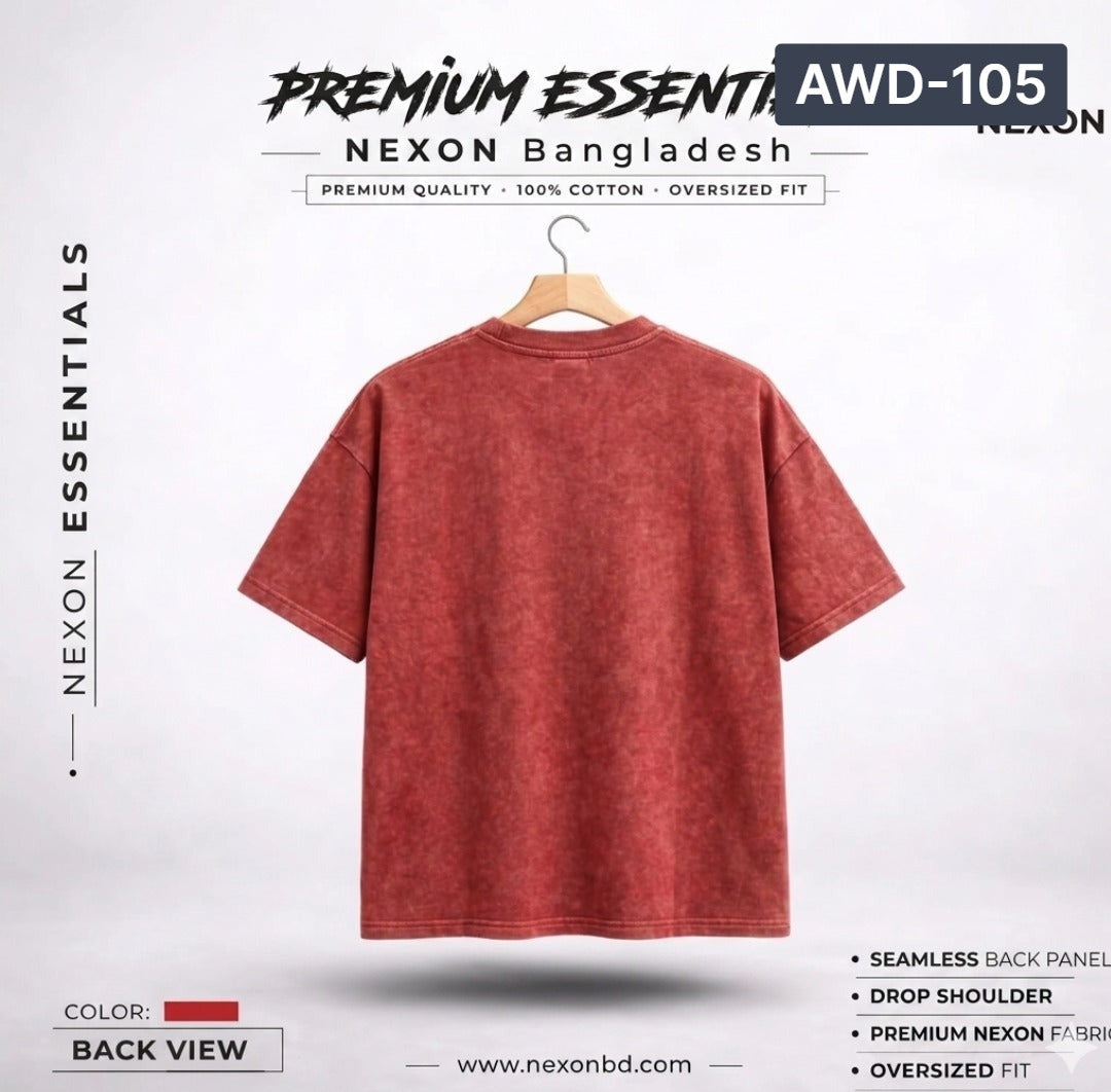 Acid Wash Drop Shoulder - Maroon