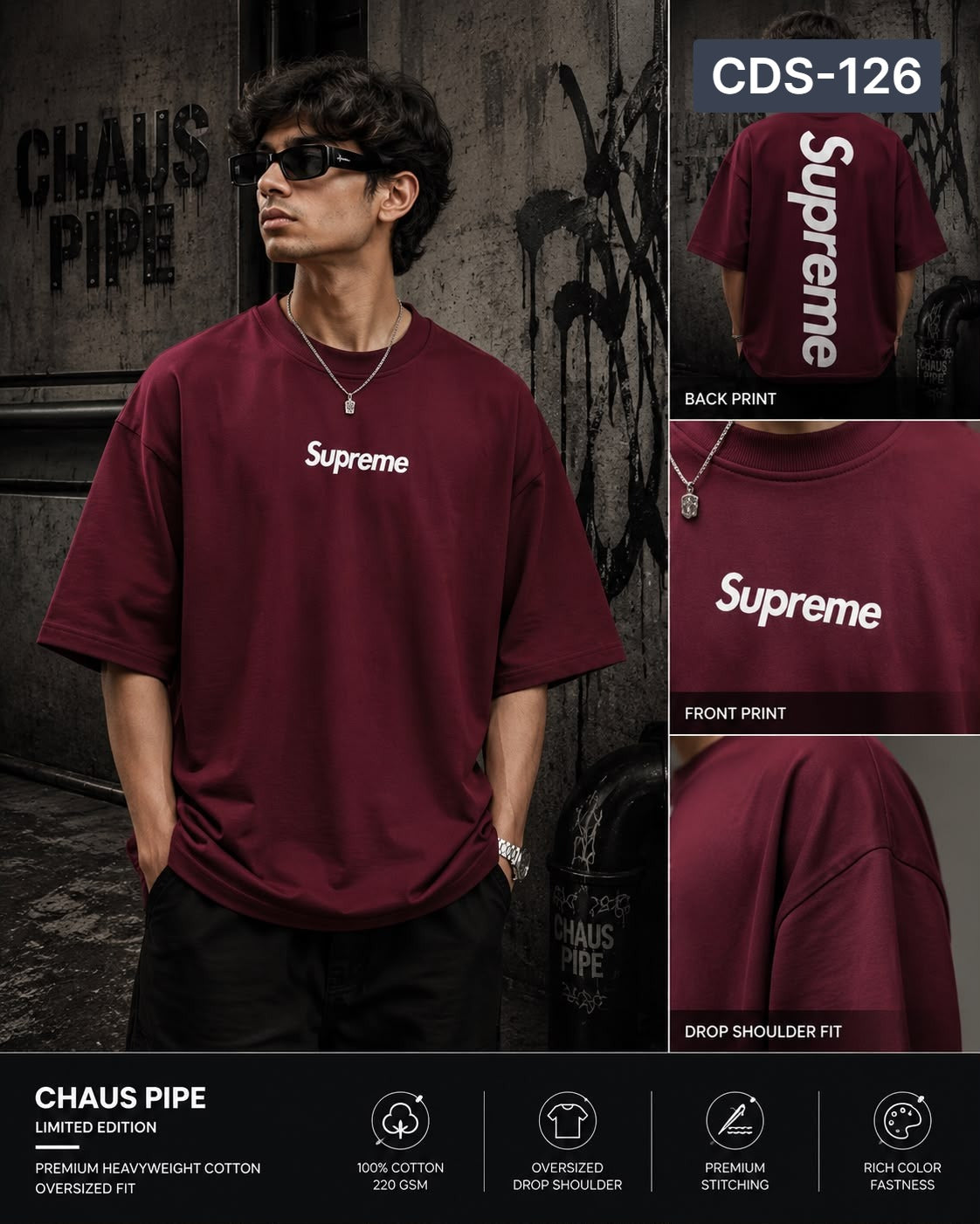Supreme Drop Shoulder - Maroon