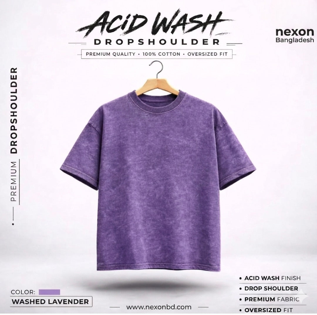 Acid Wash Drop Shoulder - Lavender
