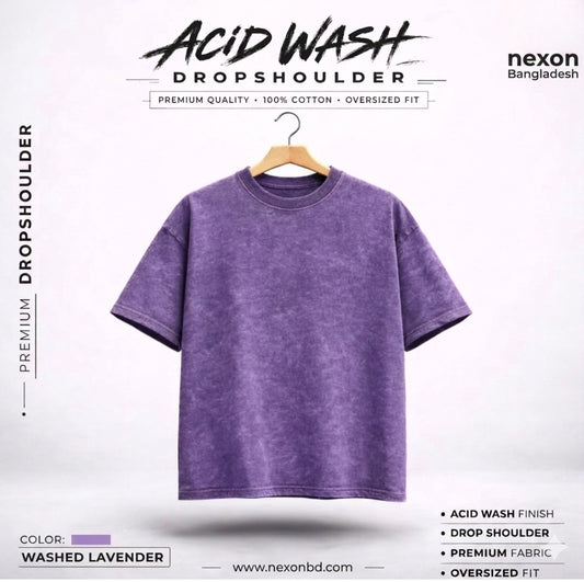 Acid Wash Drop Shoulder - Lavender