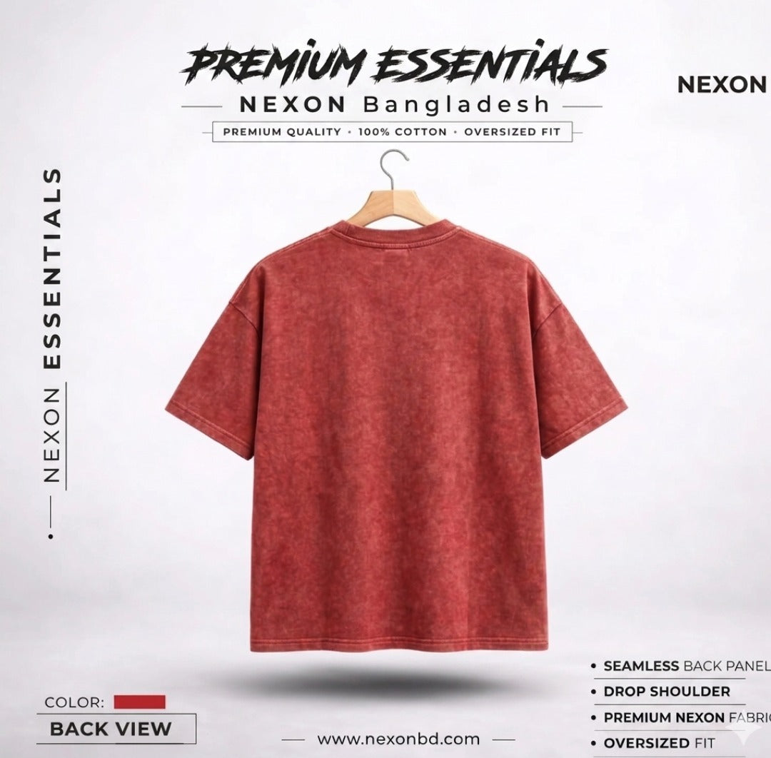 Acid Wash Drop Shoulder - Maroon