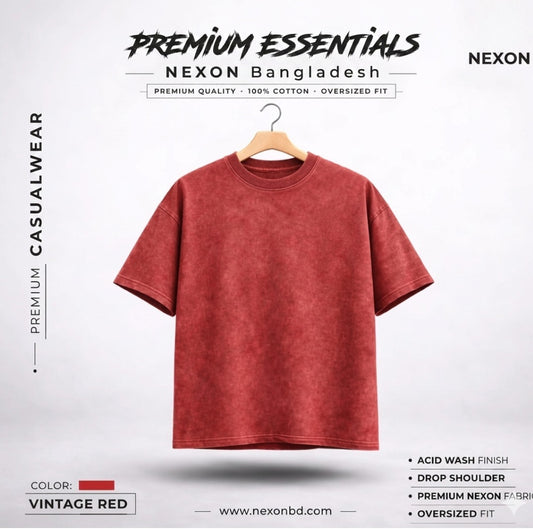 Acid Wash Drop Shoulder - Maroon