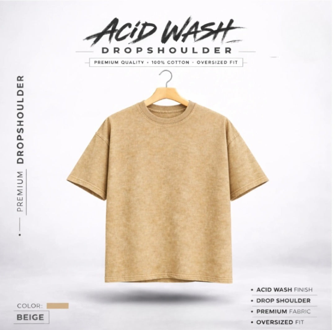 Acid Wash Drop Shoulder - Cream