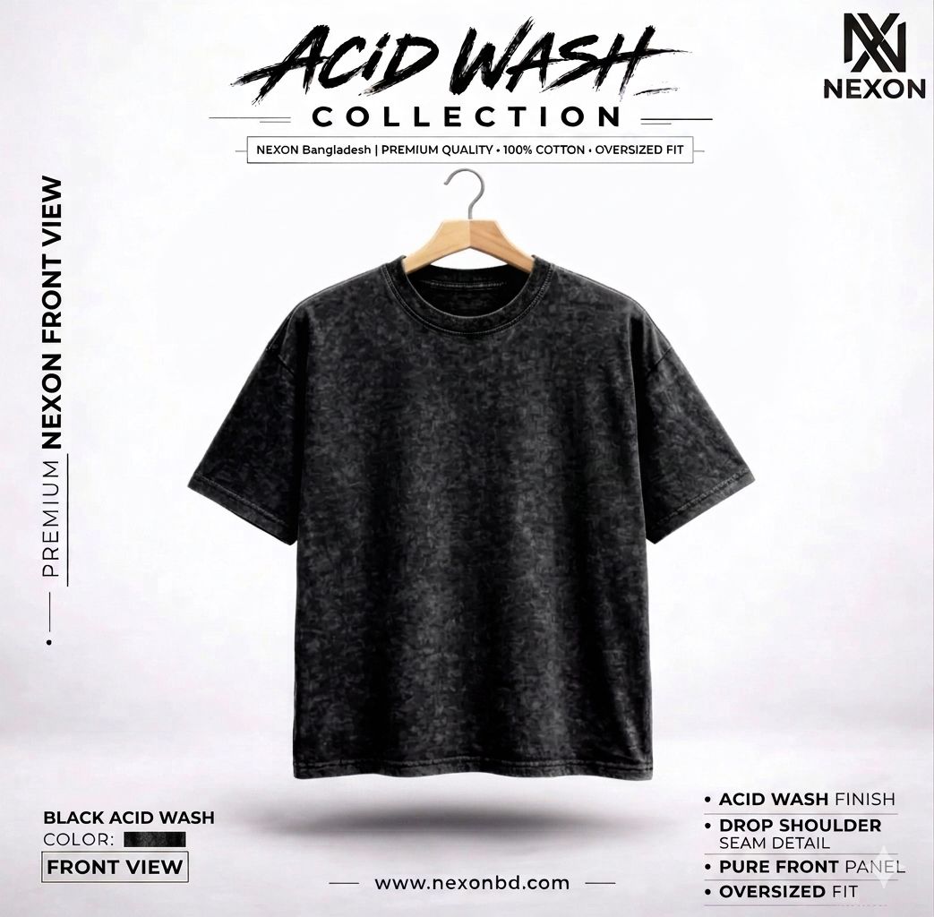 Acid Wash Drop Shoulder - Black