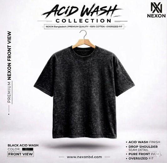 Acid Wash Drop Shoulder - Black