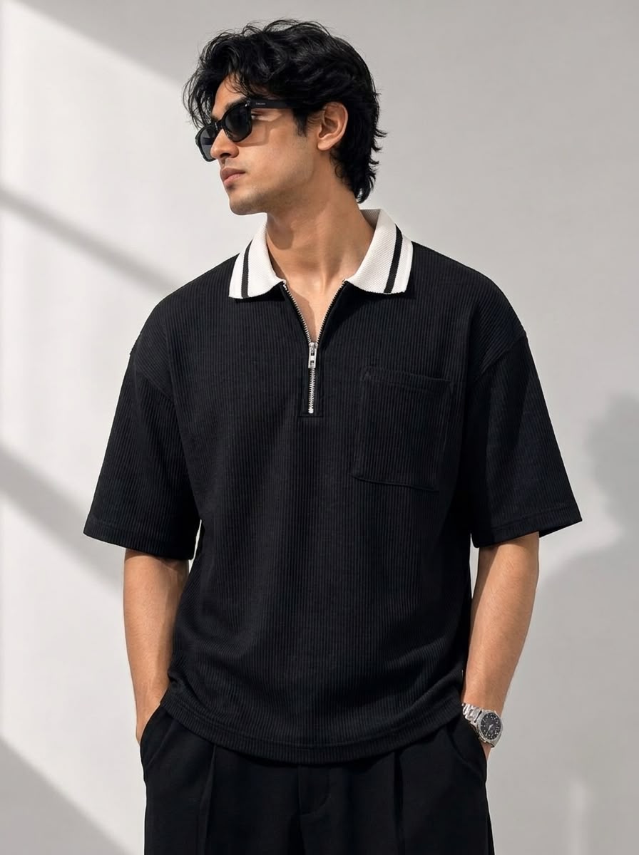Premium Box Cut Polo - Black