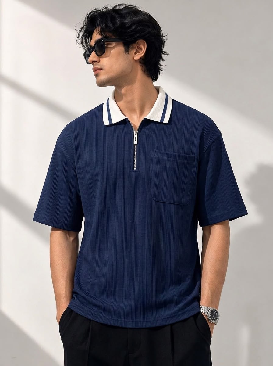 Premium Box Cut Polo - Navy