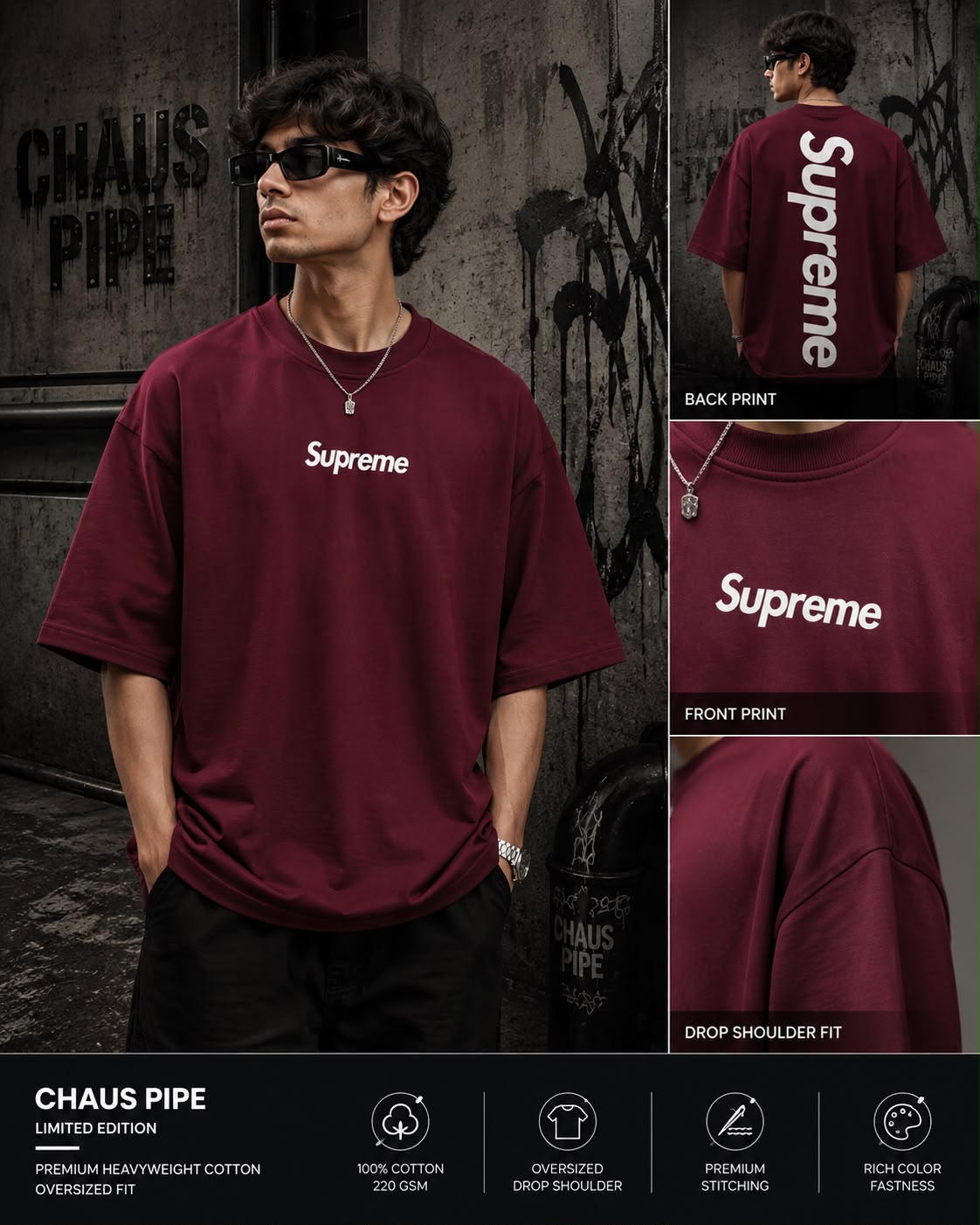 Supreme Drop Shoulder - Maroon